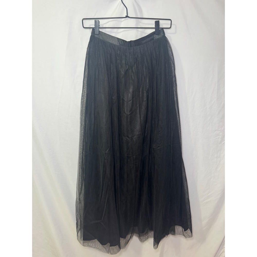 Black Tulle Maxi Skirt S Whimsigoth Gothic Halloween Formal Fall Tulip B NWOT
